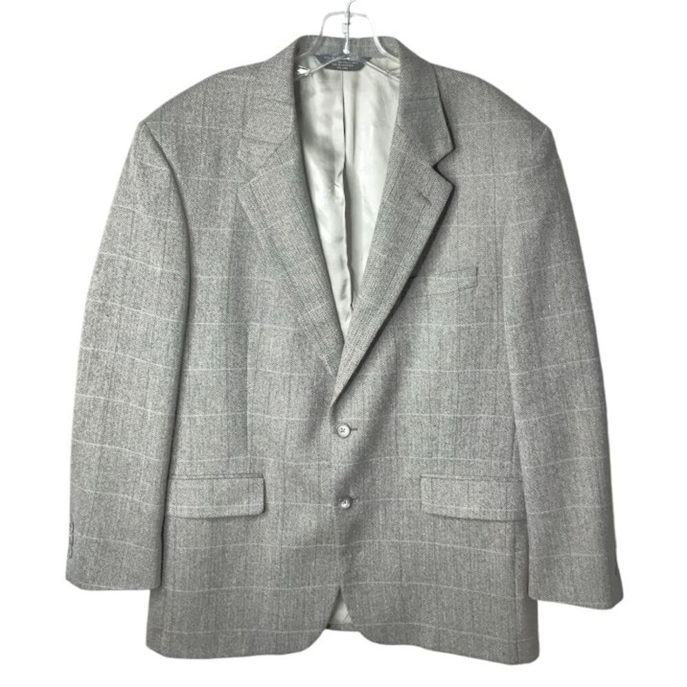 John Alexander Blazer Jacket Mens Gray Silk Wool 42R A Hartmarx Light Academia